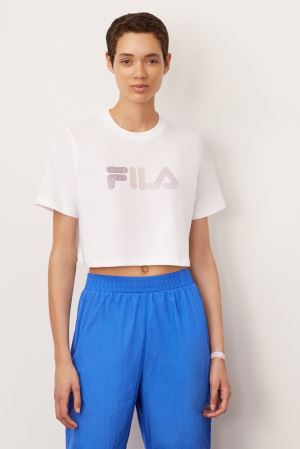 FILA Nasiba Crop Tee Shirts White,Womens Clothing | CA.GMOPTU801